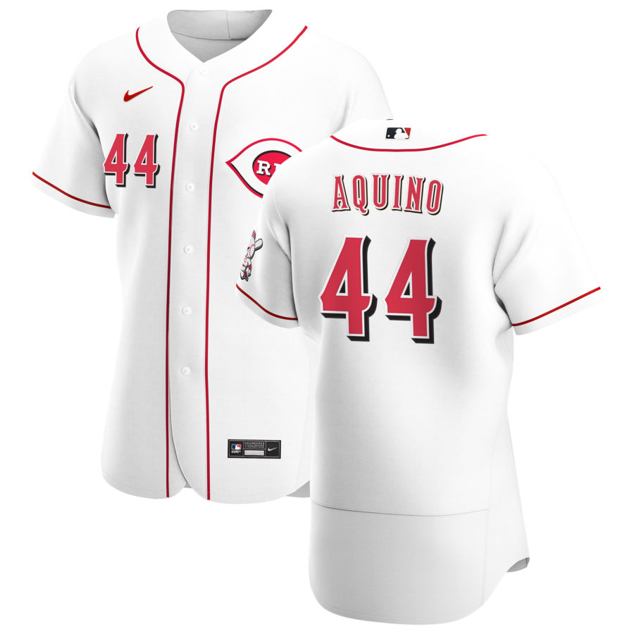 Cincinnati Reds #44 Aristides Aquino Men Nike White Home 2020 Authentic Player MLB Jersey->cincinnati reds->MLB Jersey